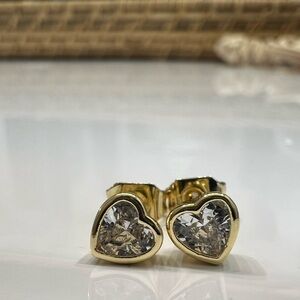 14K gold dipped heart stud earrings